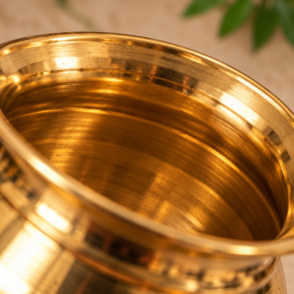 KARNIKAA puja lota product image – Antique Brass Vessel Interior