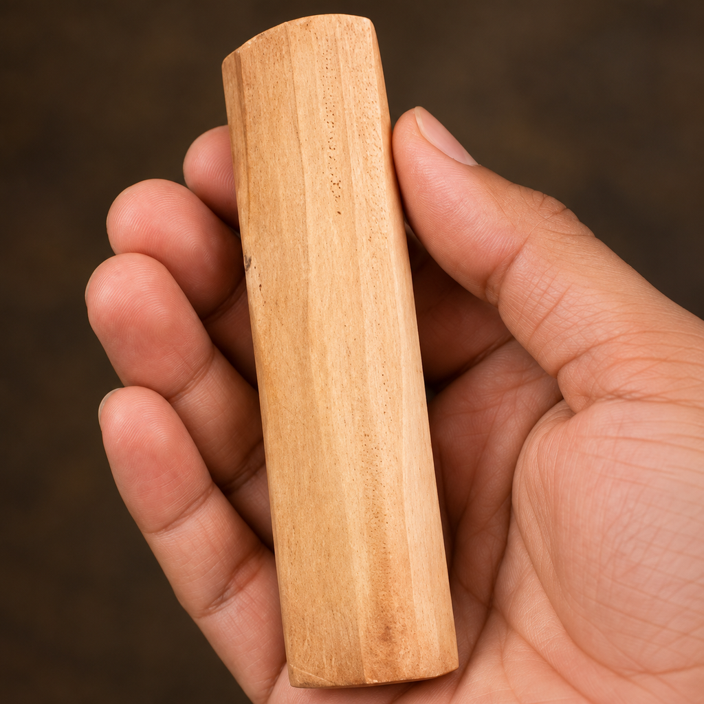 Sandalwood – Hand Holding a Natural Wooden Stick