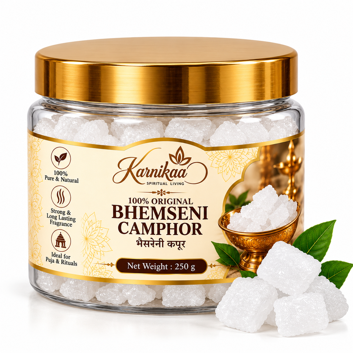 100% Pure Bhimseni Camphor (Kapoor) – Karnikaa Camphor Jar Product Shot