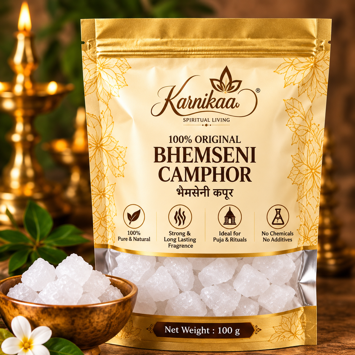 100% Pure Bhimseni Camphor (Kapoor) – Karnikaa Camphor in Devotional Setting
