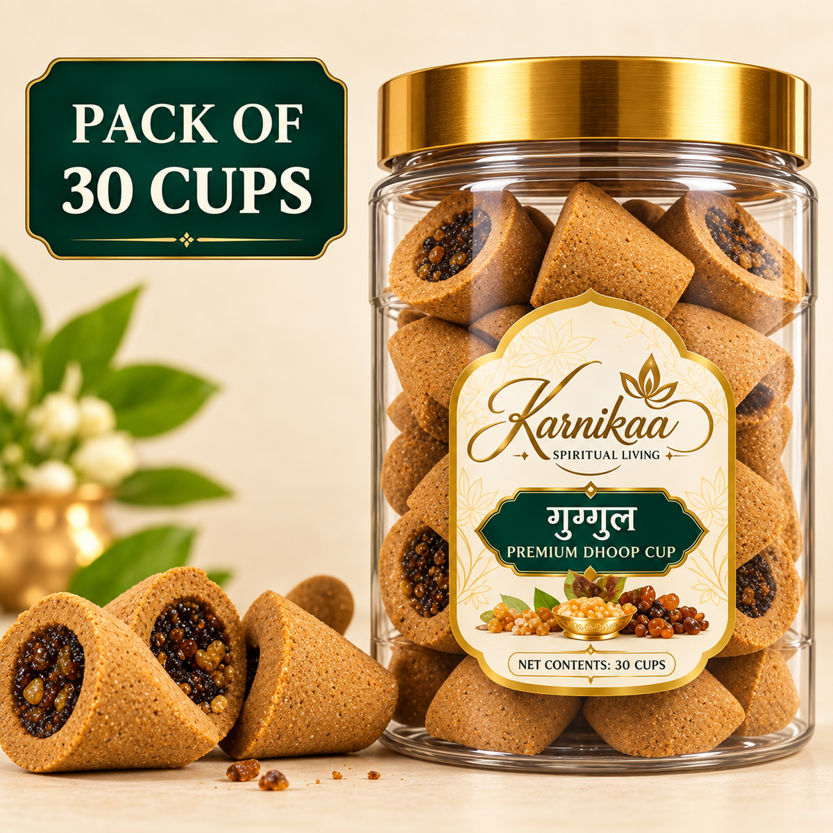 KARNIKAA Sambrani Dhoop Cups – Guggal & 4-in-1 Varieties | Pack of 30