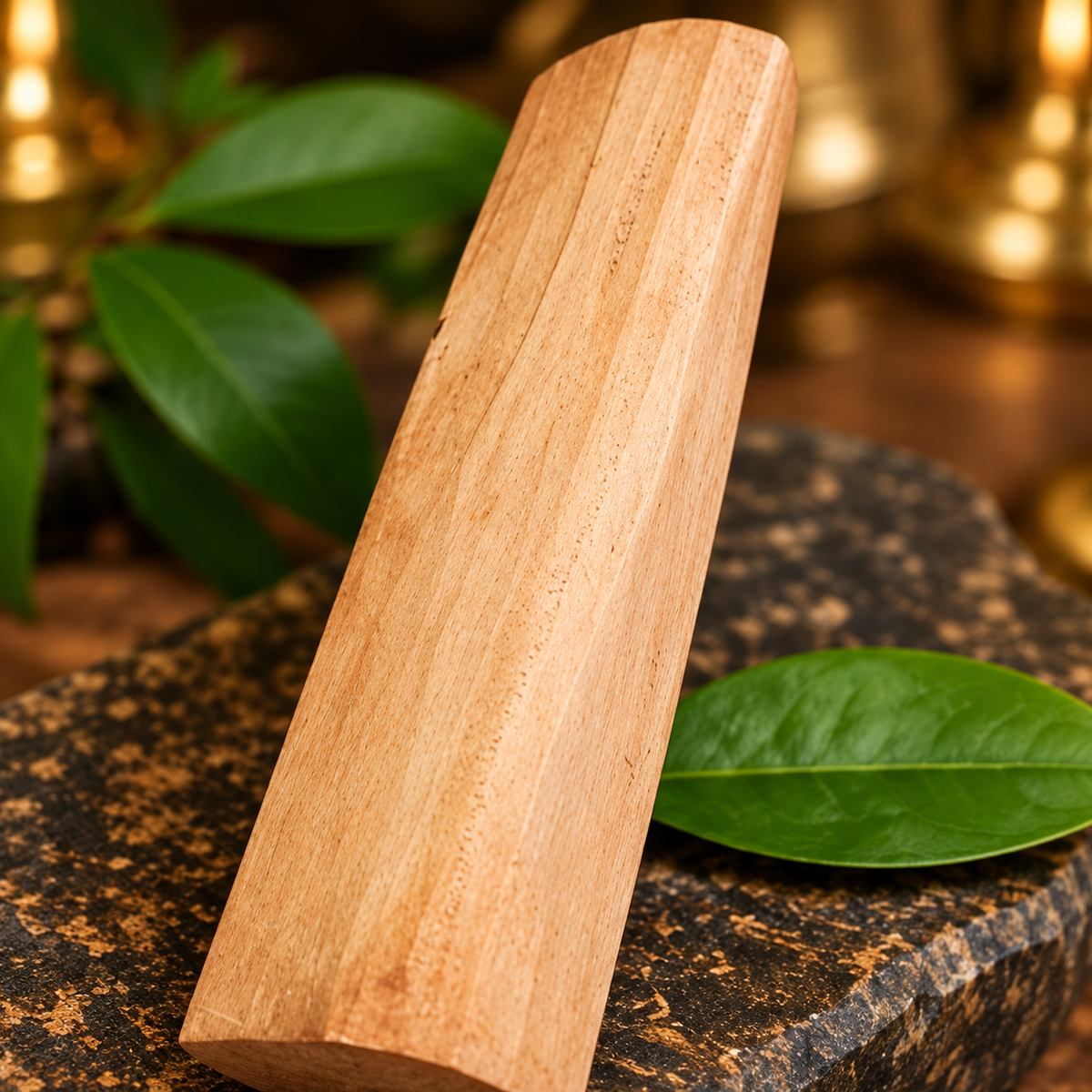 Sandalwood – Sandalwood Stick on Stone with Leaves