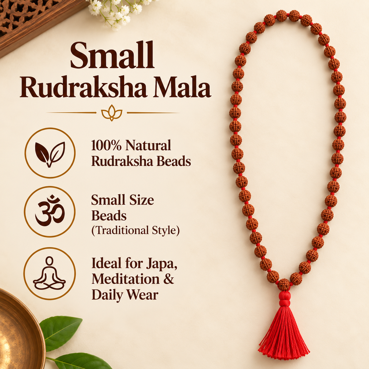 Rudraksha Mala – Small Rudraksha Mala Natural Spiritual Elegance
