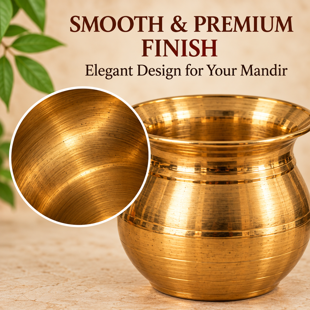 KARNIKAA puja lota product image – Smooth Premium Brass Kalash Finish