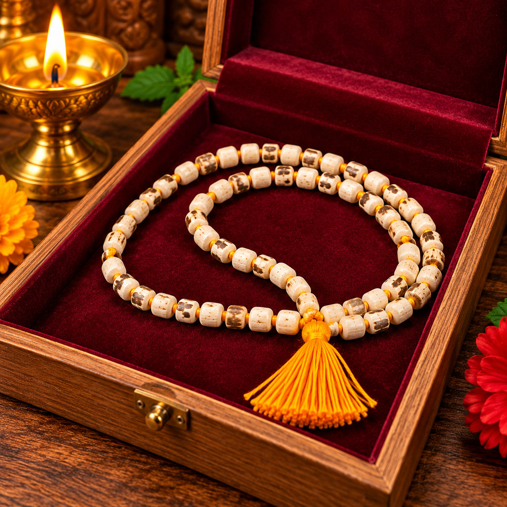 100% Pure Tulsi Mala – Tulsi Malain Velvet Box